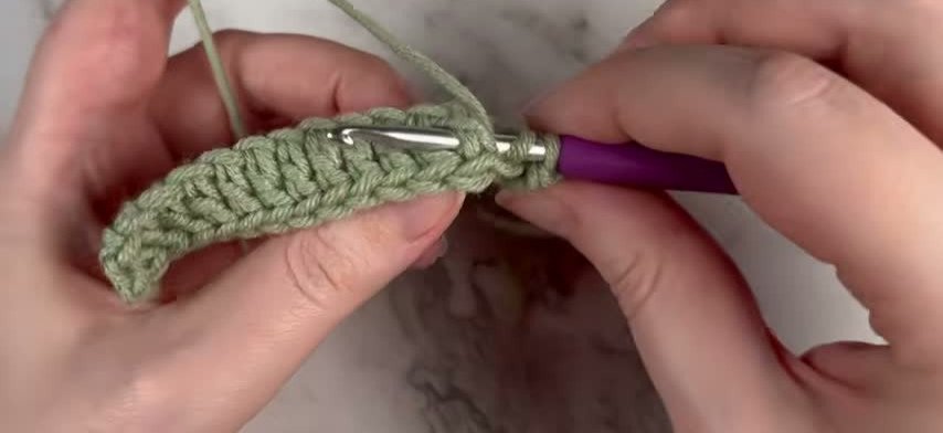 Crochet basketweave stitch row2