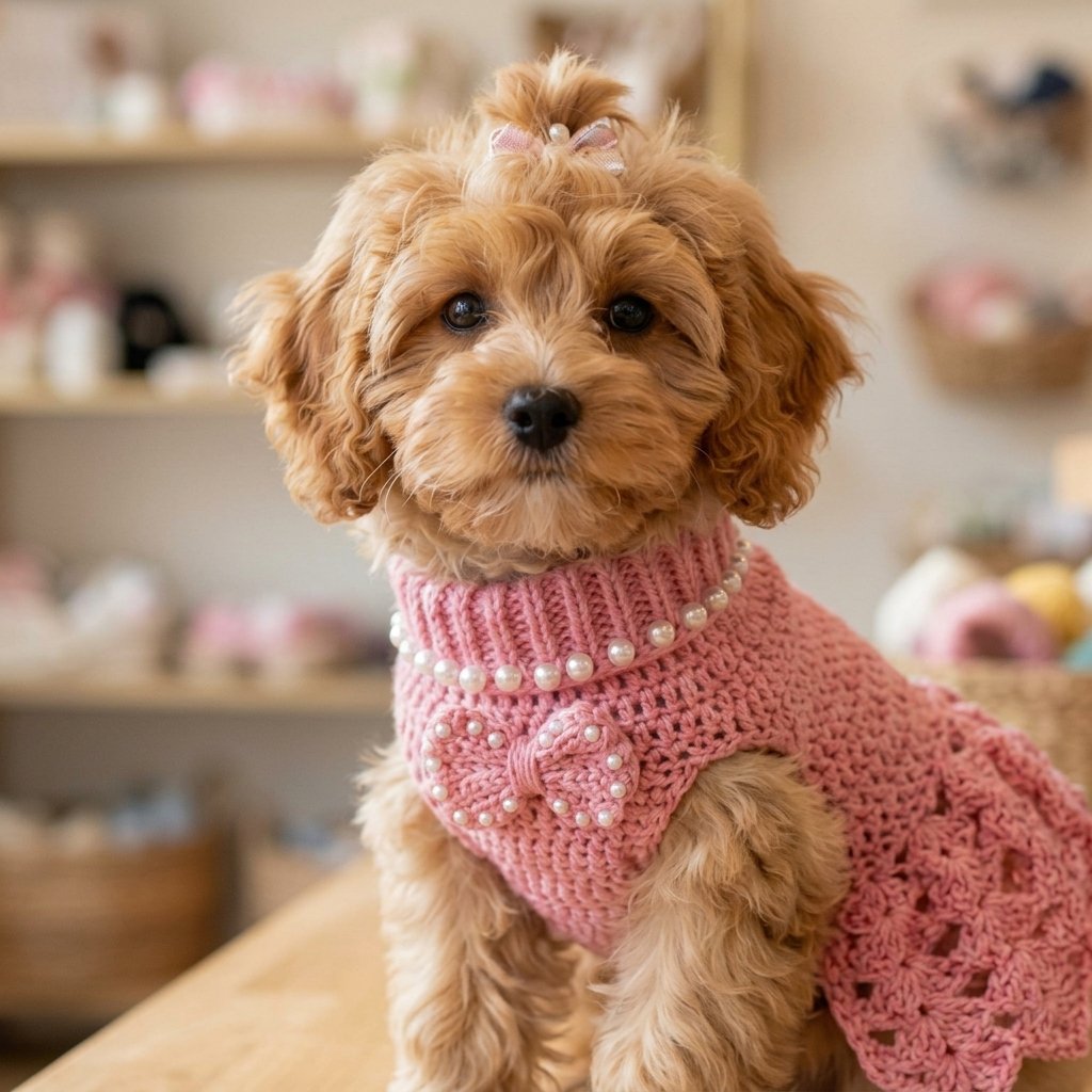Crochet pet sweater dress